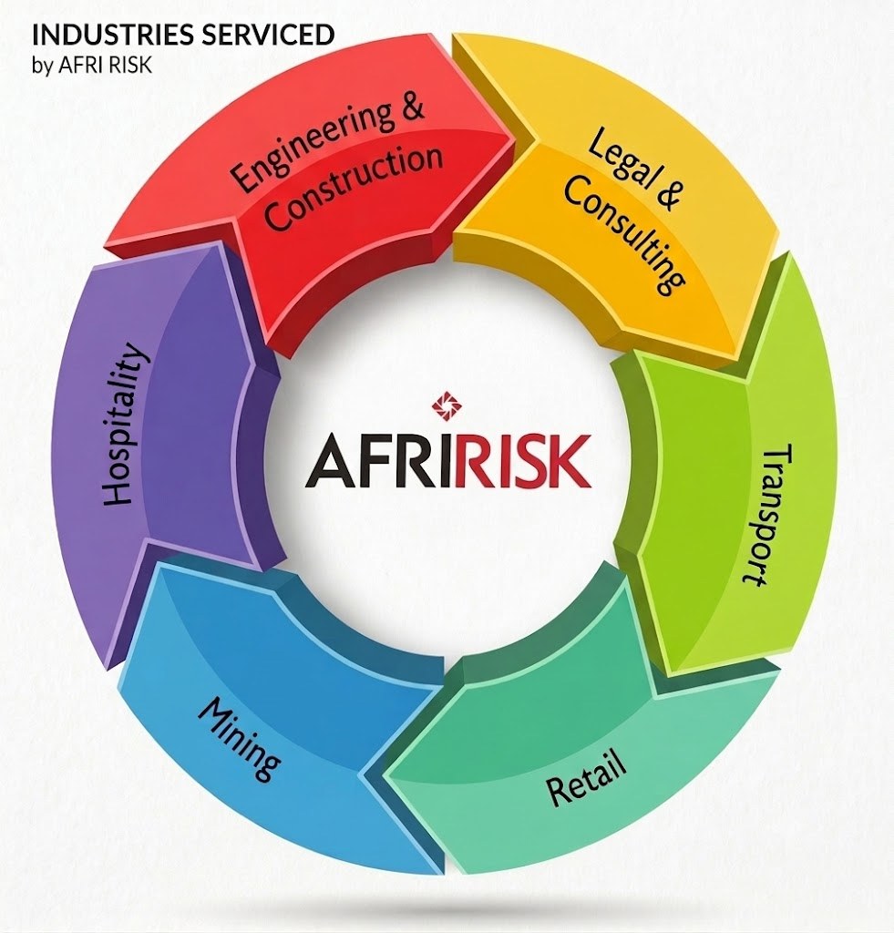 The six industry sectors serviced by Afri Risk